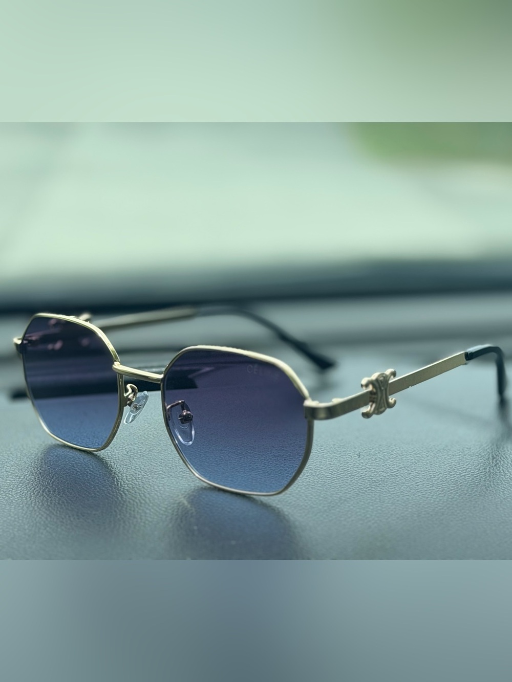 Celine Gold Frame Gray Lens Women's Sunglasses - Picture 2 of 5